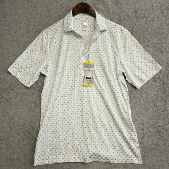 NEW Greg Norman Men's S White Patterned Polo Golf Shirt - Picture 2 of 9